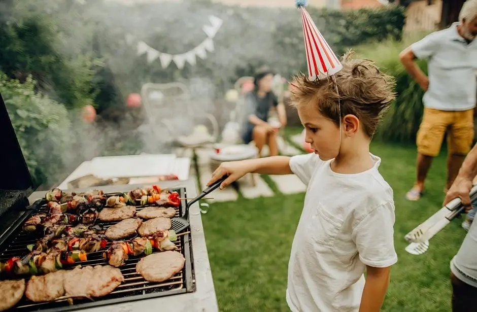 Family Gathering Barbecue with Metal Grill