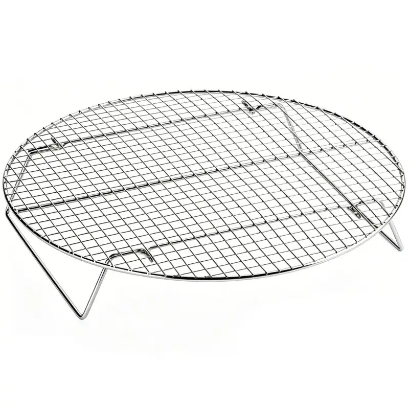 Round square-grid stainless steel wire rod baking rack