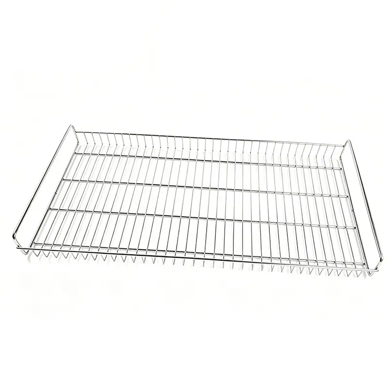 Rectangular stainless steel slotted-hole food storage rack