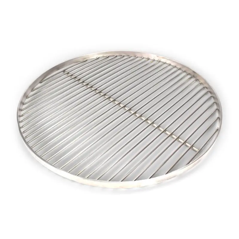 Single-rod suspended stainless steel grill with flat-steel outer ring